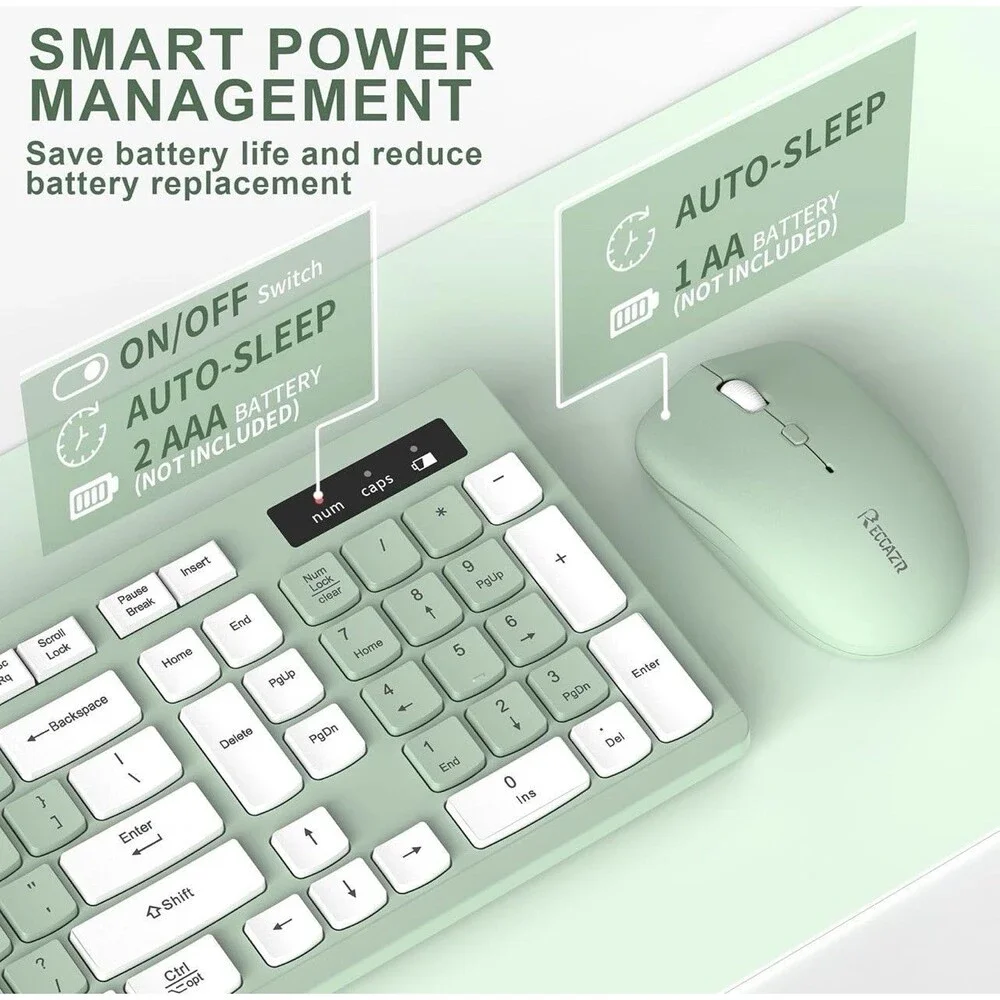 Wireless Keyboard and Mouse Combo, 2.4GHz USB Receiver, Silent Keyboard